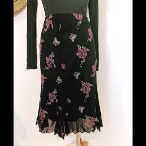 PS Per Seption Vintage Black Embroidered Skirt